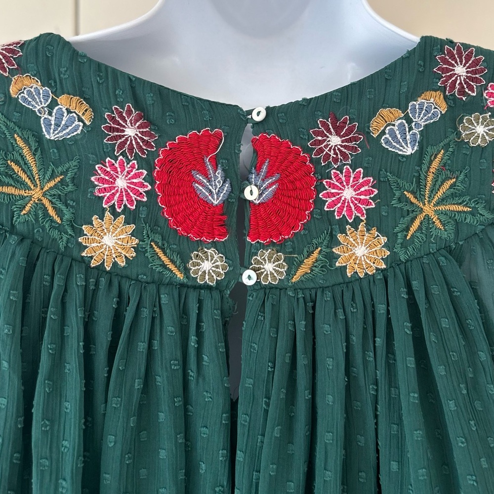 Zara Trafaluc Collection Embroidered mother of pearl button back Blouse XS - Picture 3 of 11